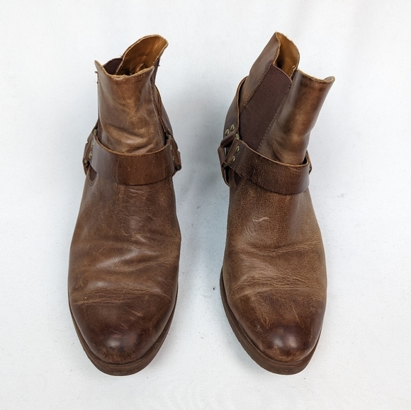 KORKS Kork Ease sz 9M Cyanna Leather Harness Buckle Studded Ankle Boots Booties - Picture 5 of 12